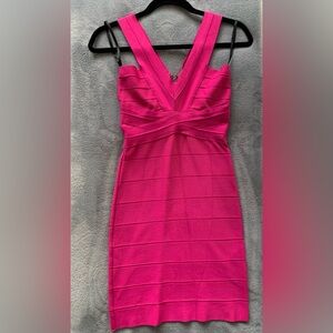 HOT PINK BANDAGE DRESS - Y2K - BARBIECORE - SIZE P - Bebe